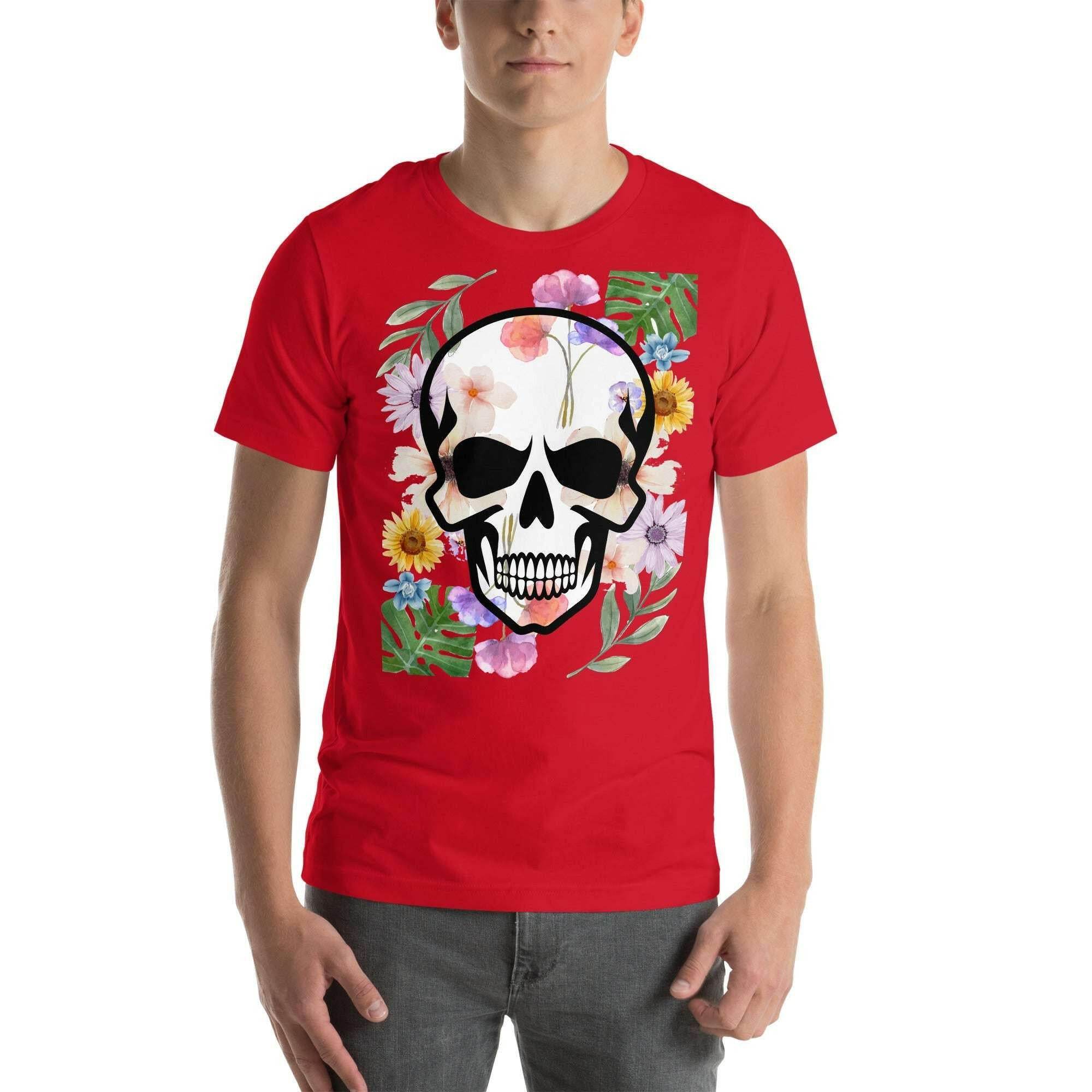 T-shirt Unisexe à Imprimé Crâne et Fleurs - Mode Estivale | Wayne Outfitters - Legeekshop