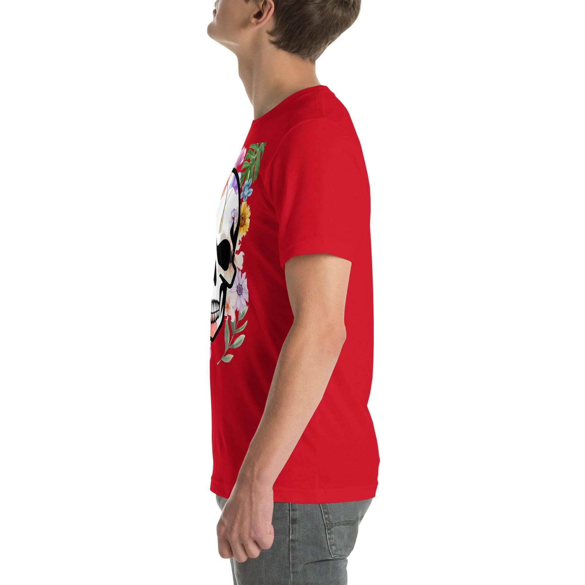 T-shirt Unisexe à Imprimé Crâne et Fleurs - Mode Estivale | Wayne Outfitters - Legeekshop