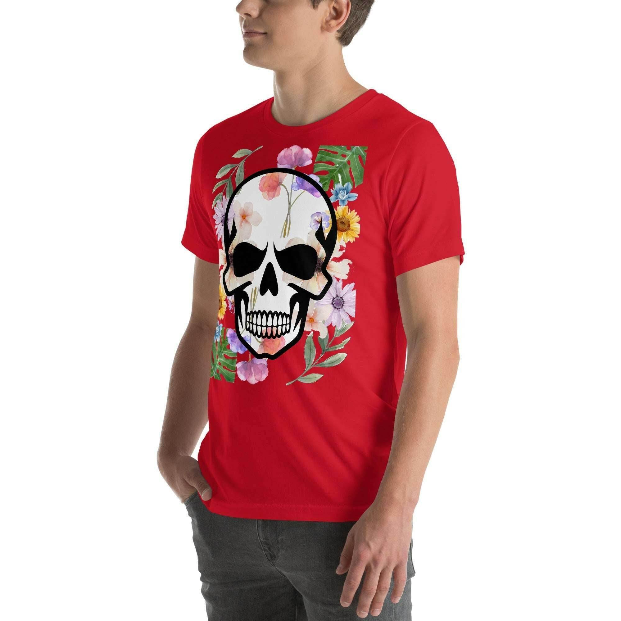 T-shirt Unisexe à Imprimé Crâne et Fleurs - Mode Estivale | Wayne Outfitters - Legeekshop