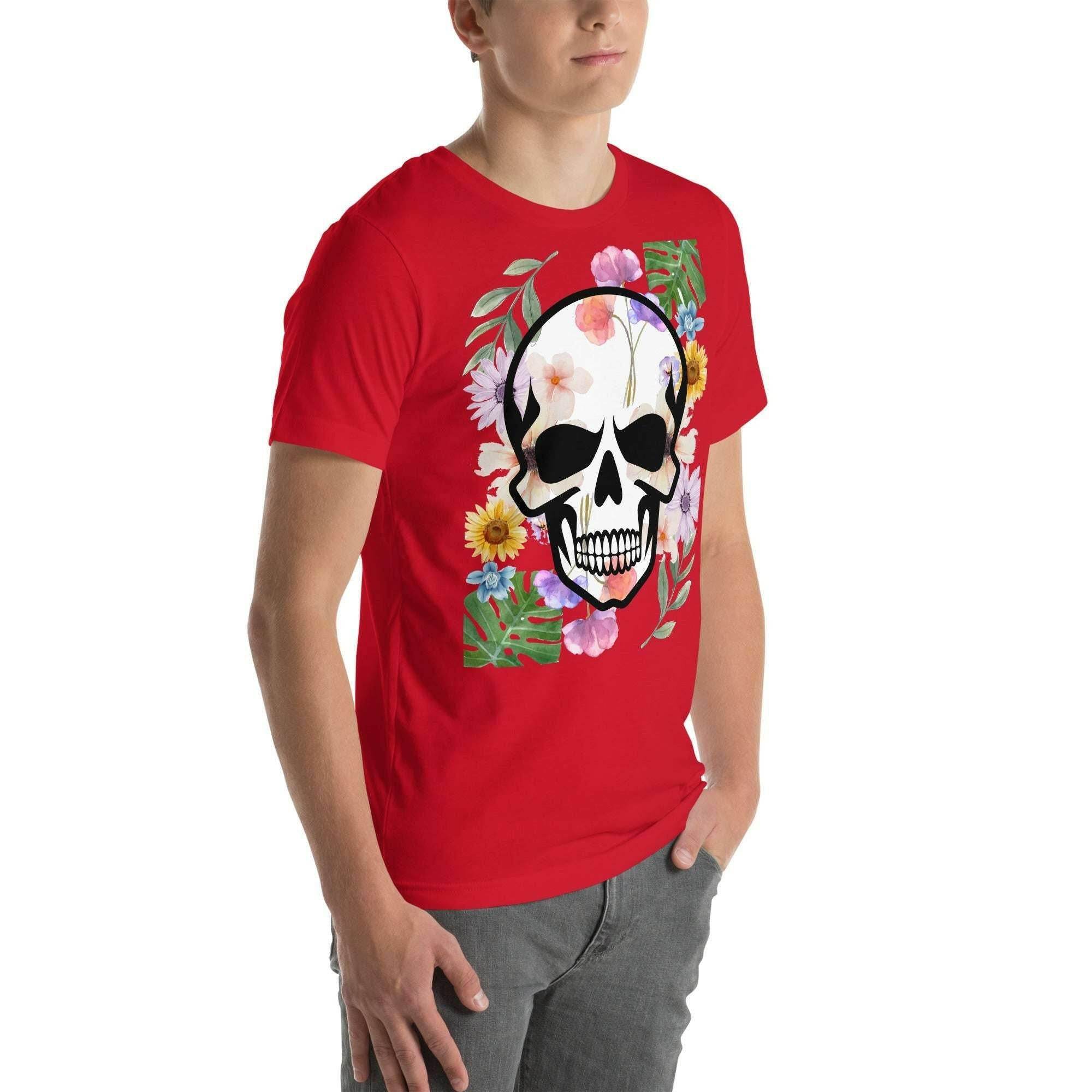 T-shirt Unisexe à Imprimé Crâne et Fleurs - Mode Estivale | Wayne Outfitters - Legeekshop