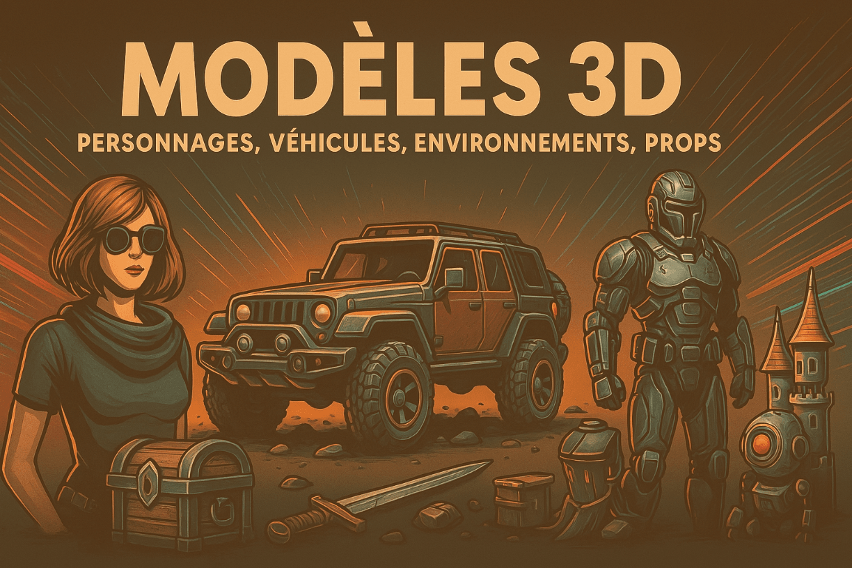 Modèles 3D – Personnages, Véhicules, Environnements, Props