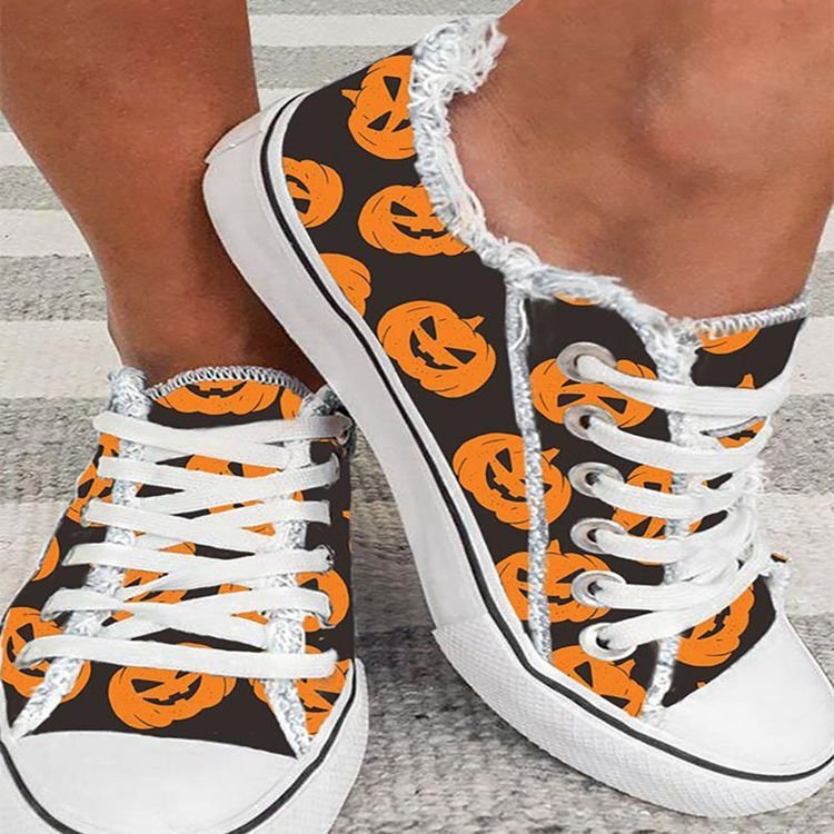 Chaussures Canvas Femme Graffiti Halloween Casual Lacets