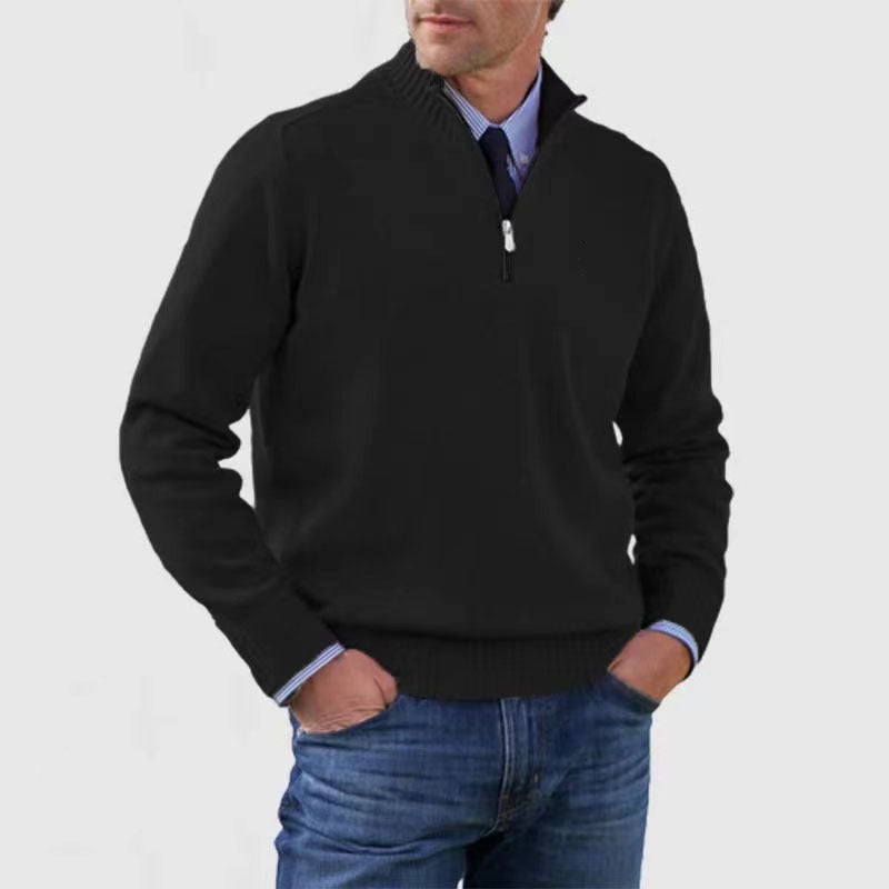 🧶 Pull Homme Col Montant Zip Tricoté Slim Fit 🧶