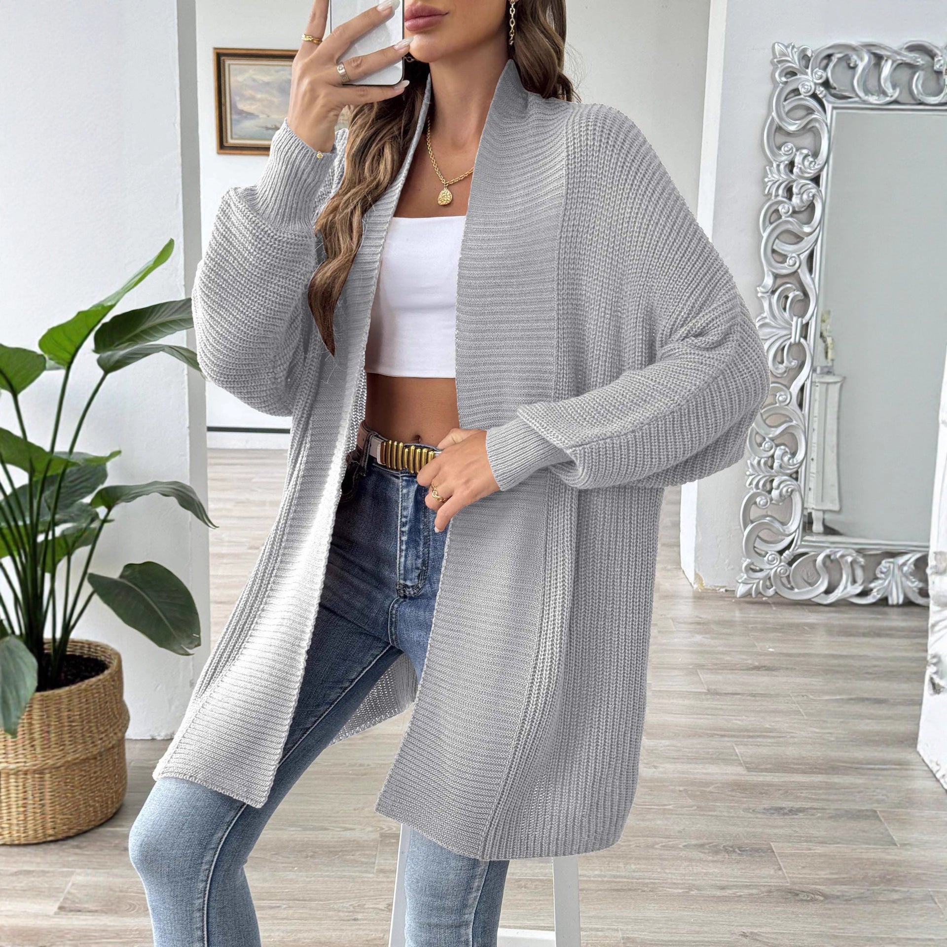 Cardigan Femme Simple Loose Manches Chauve-Souris