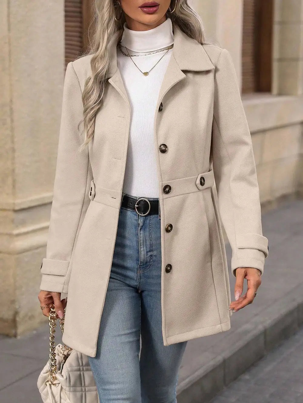 Manteau laine simple boutonnage