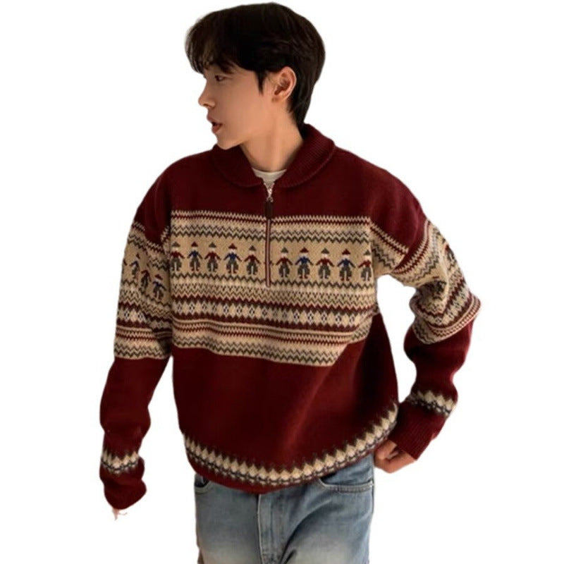 Pull Homme Motif Cerf Peluche Loose Tendance Artistique