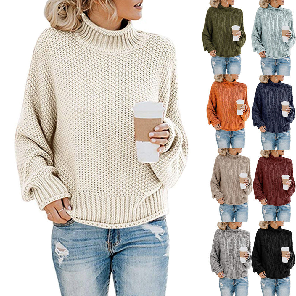 🧶 Pull Femme Col Roulé Tricoté Uni Casual 🧶