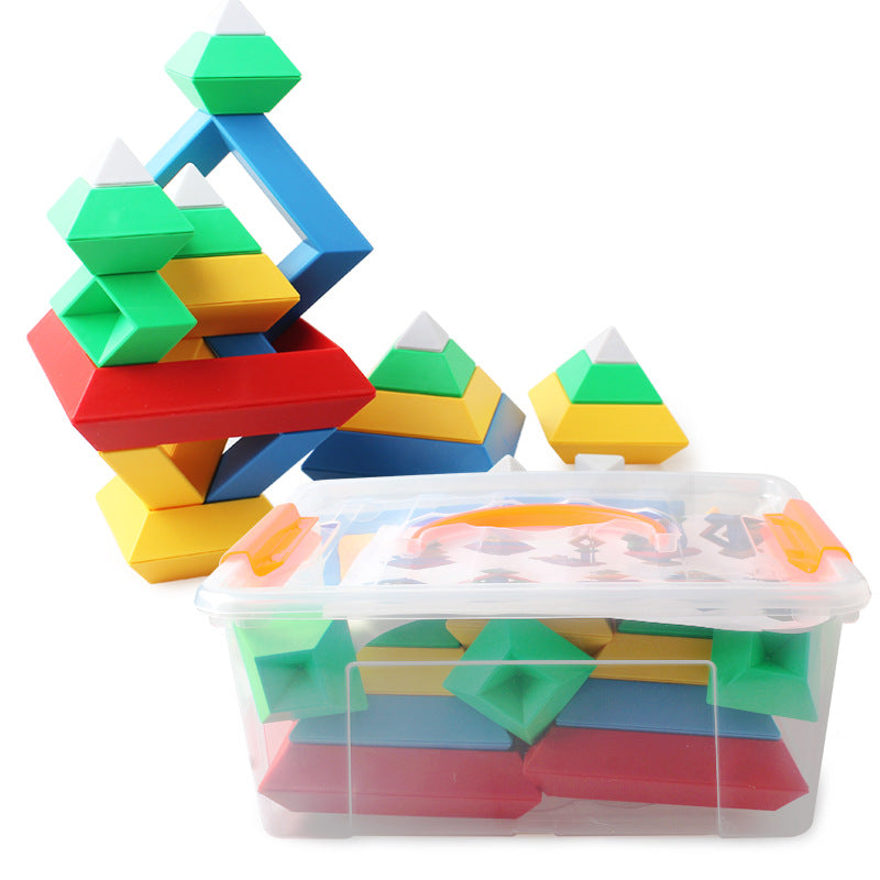 Jouet Éducatif Montessori Tour Arc-en-Ciel Bois Blocs Construction