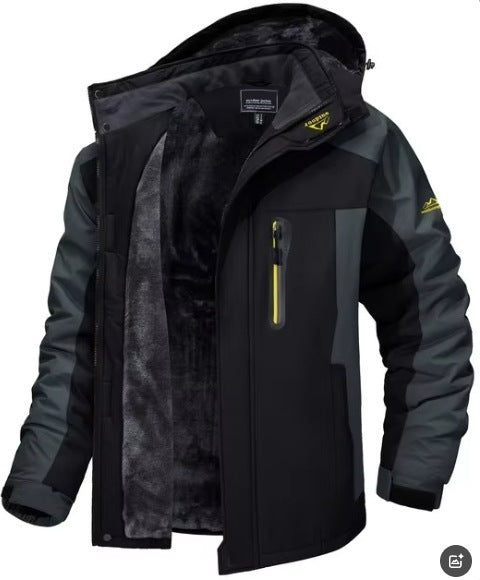 Veste Hiver Homme Capuche Polaire Imperméable Coupe-Vent