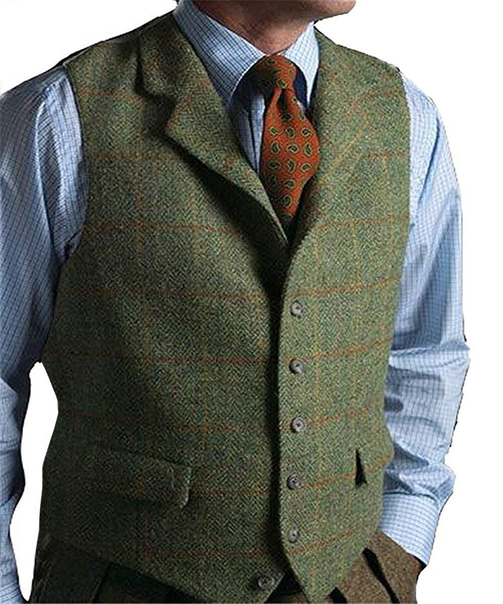 GILET TWEED CARREAUX HOMME - Style Vintage Élégant