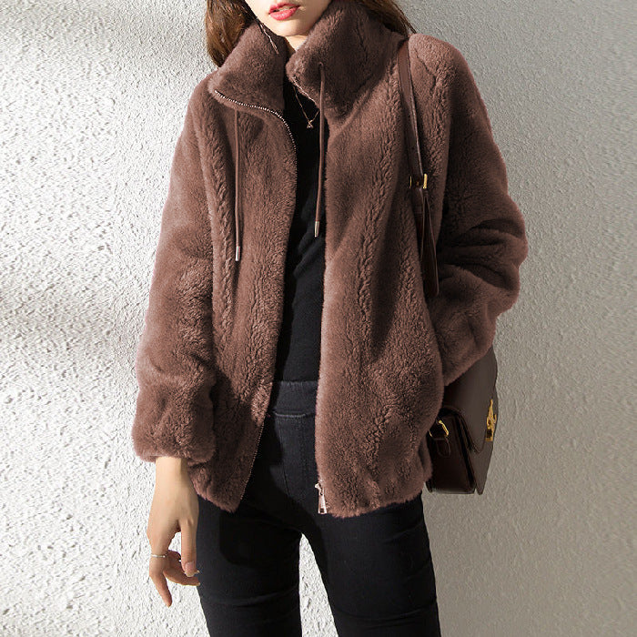 🧥 Cardigan Femme Polaire Double Face Col Montant Chaud 🧥