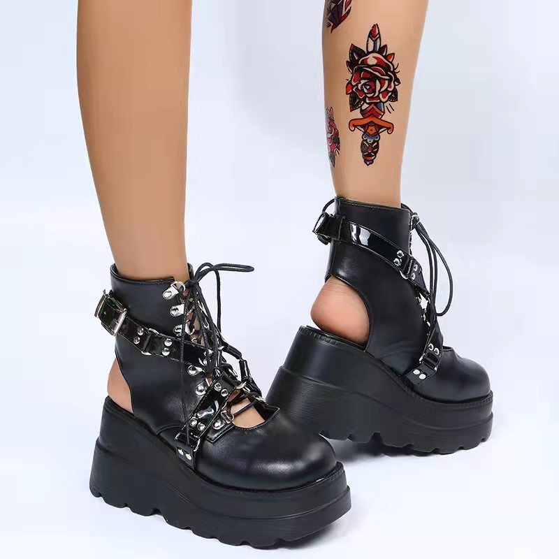 Bottes Gothiques Street Punk Grande Taille Mate Plateforme
