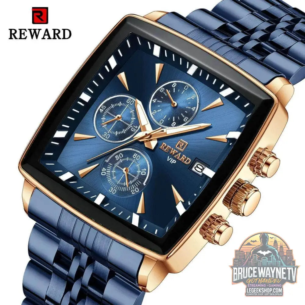 🕶️ REWARD – Montre Homme Quartz Rectangle Bleue Étanche Luxe - Legeekshop