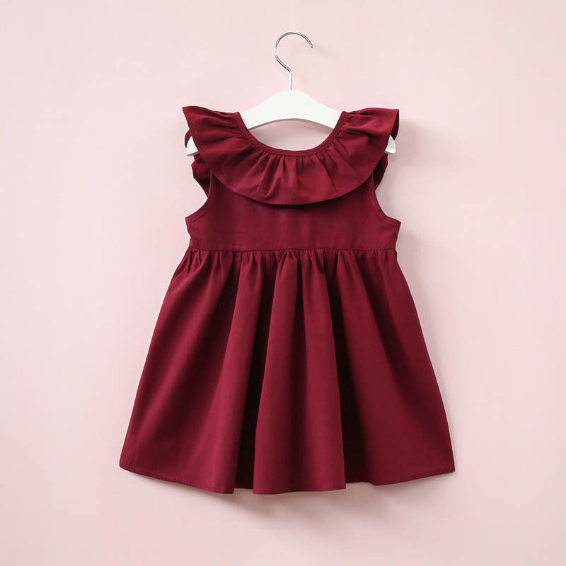 Robe Enfant Fille Sans Manches Jupe Volants Été