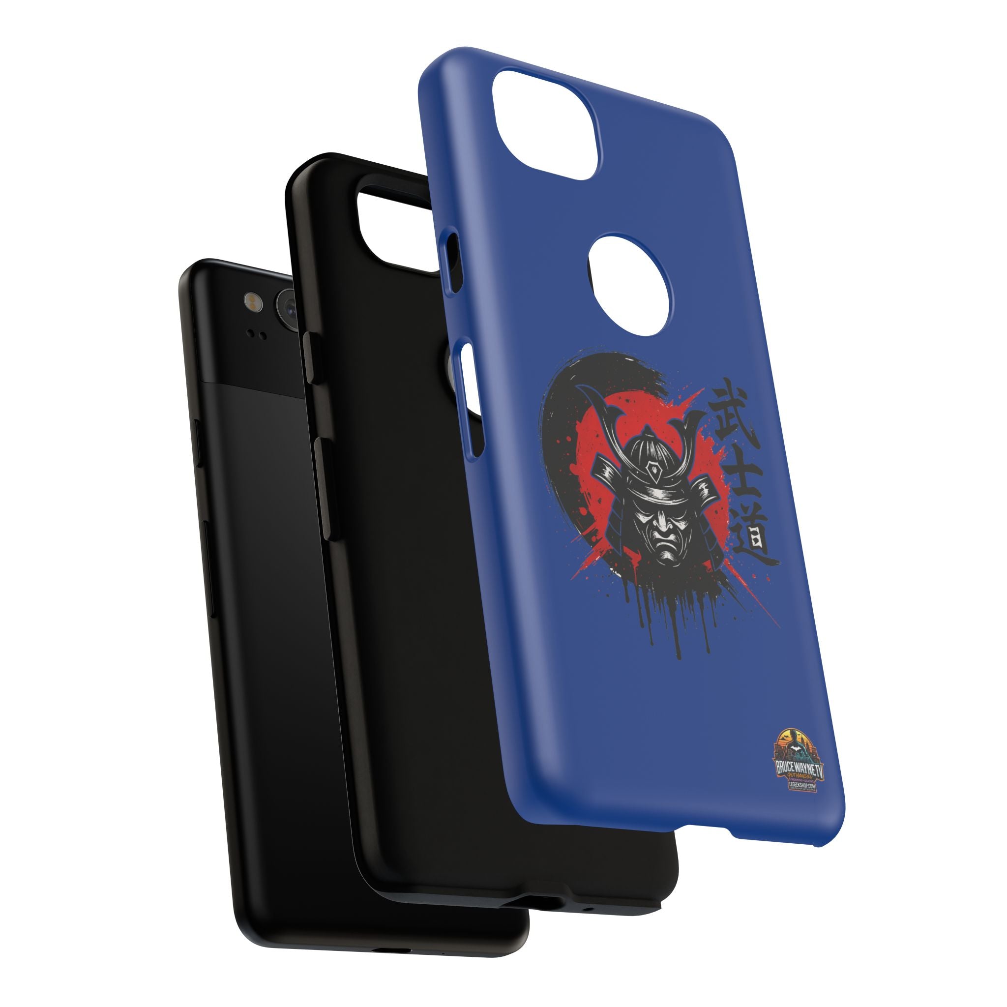 📱 samurai phone case Bleue foncé – coque renforcée Pixel & Galaxy 📱