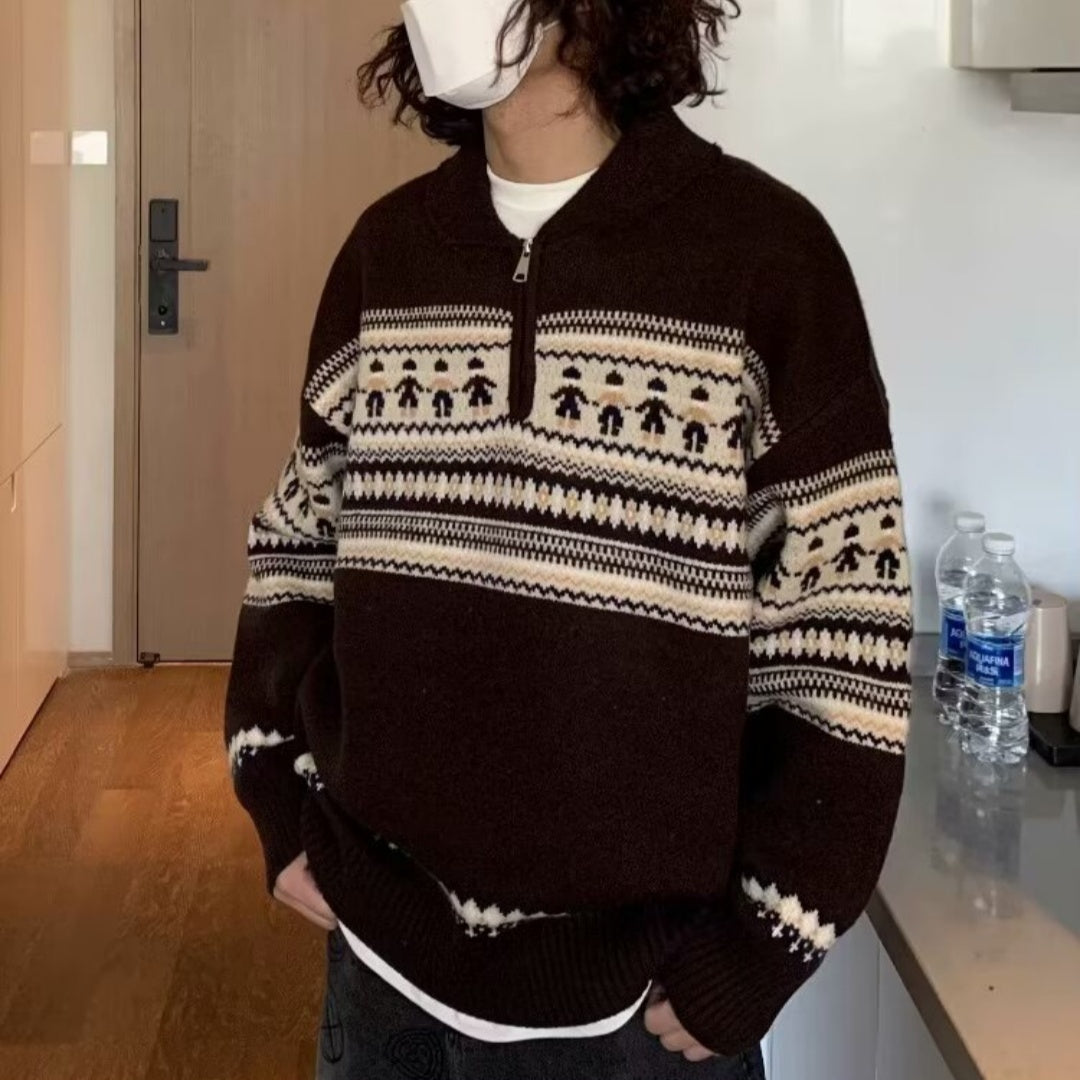 Pull Homme Motif Cerf Peluche Loose Tendance Artistique