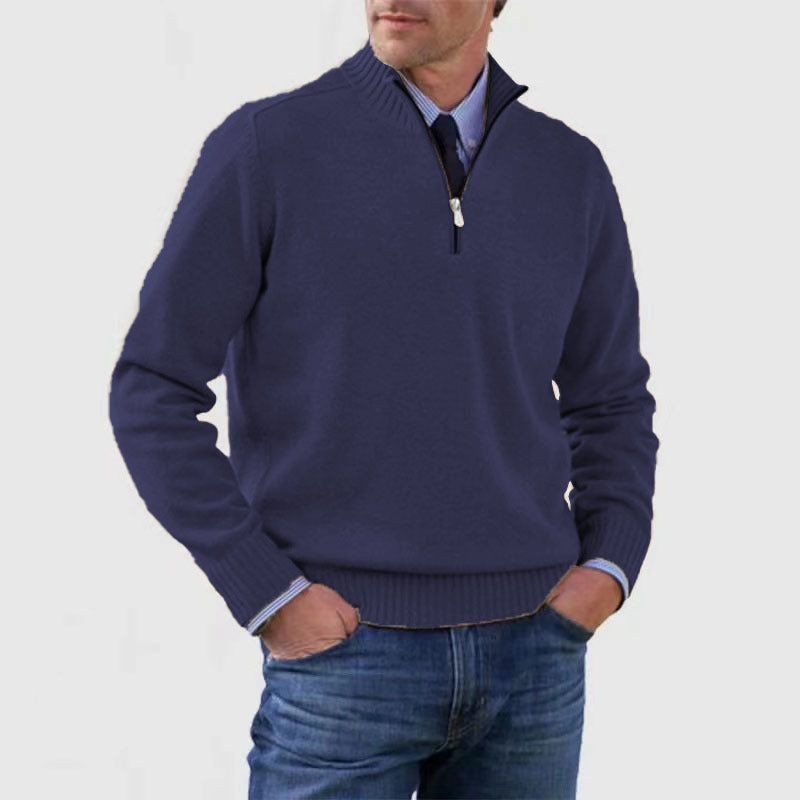 🧶 Pull Homme Col Montant Zip Tricoté Slim Fit 🧶