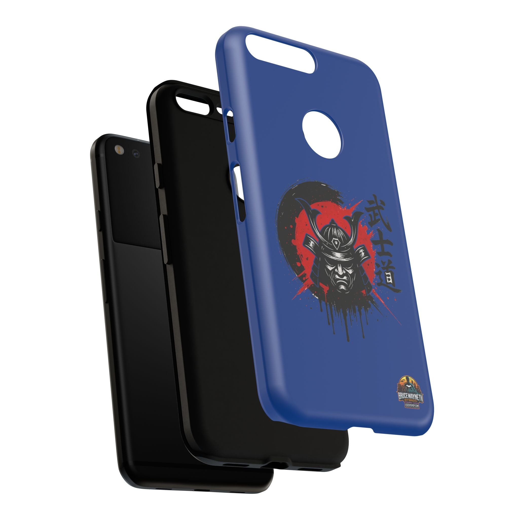 📱 samurai phone case Bleue foncé – coque renforcée Pixel & Galaxy 📱