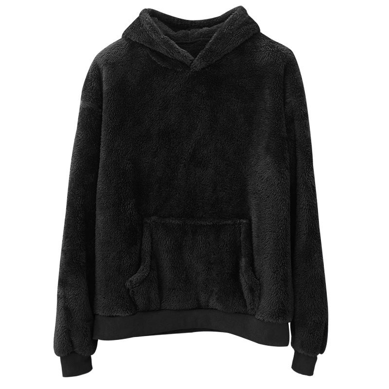 Sweat Capuche Homme Velours Double Face Poches Peluche