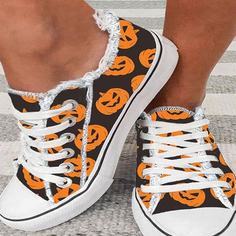 Chaussures Canvas Femme Graffiti Halloween Casual Lacets