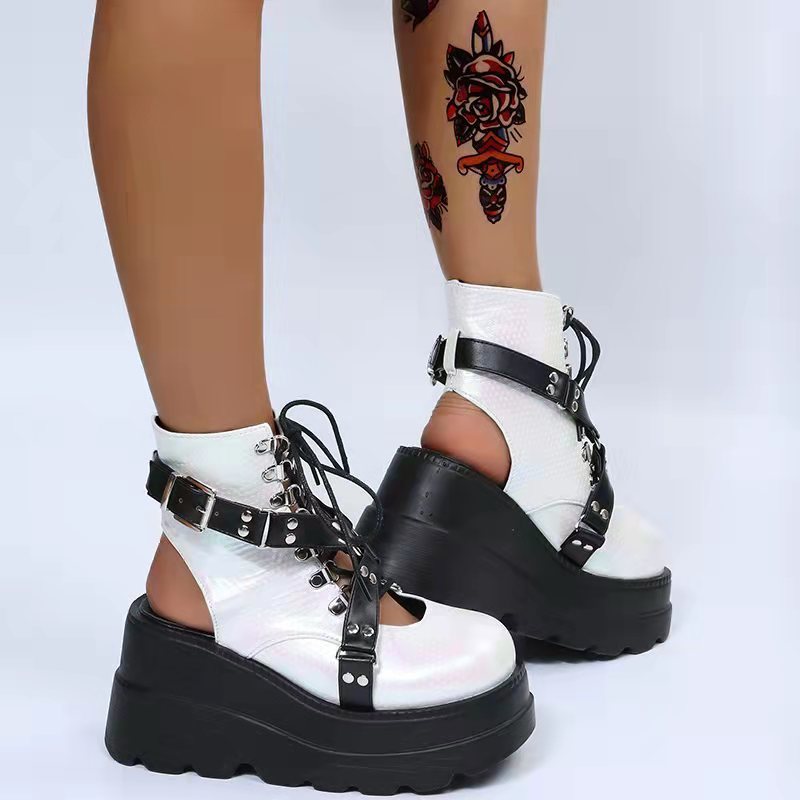 Bottes Gothiques Street Punk Grande Taille Mate Plateforme