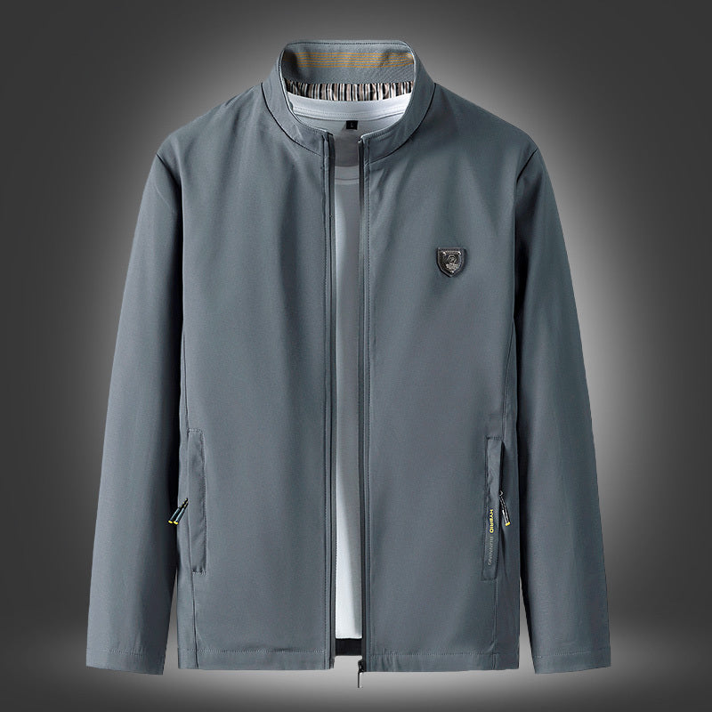 Veste Homme Casual Col Montant Zip Printemps Automne