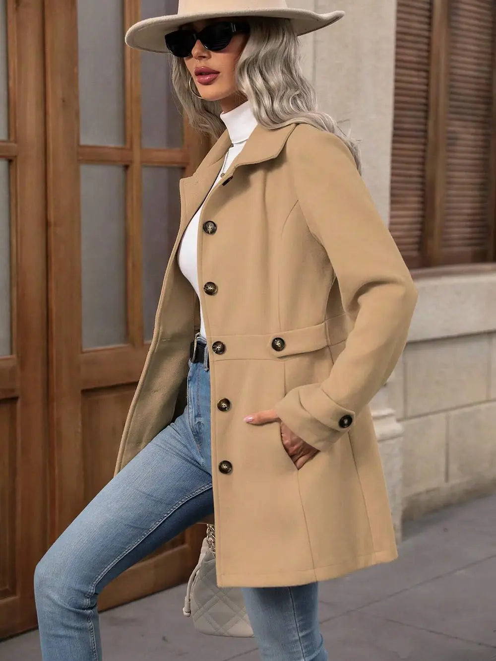 Manteau laine sophistiqué