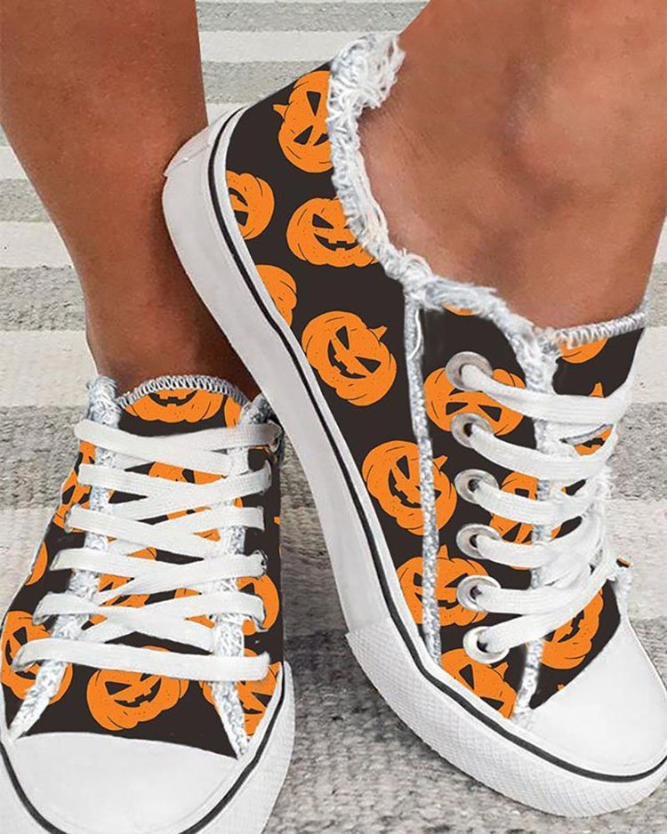 Chaussures Canvas Femme Graffiti Halloween Casual Lacets