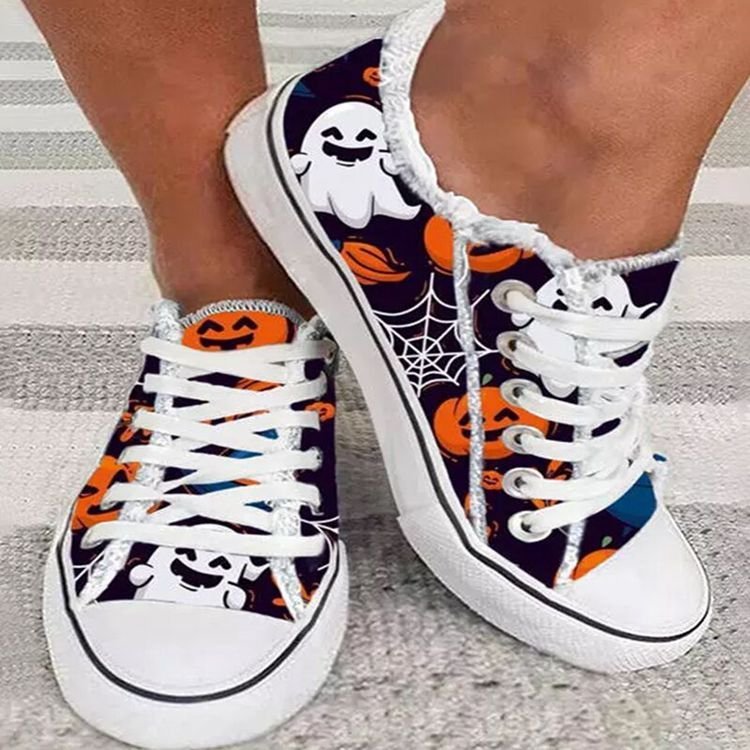 Chaussures Canvas Femme Graffiti Halloween Casual Lacets