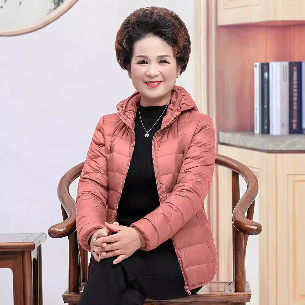 Doudoune Femme Courte Duvet Canard Blanc Capuche Chic