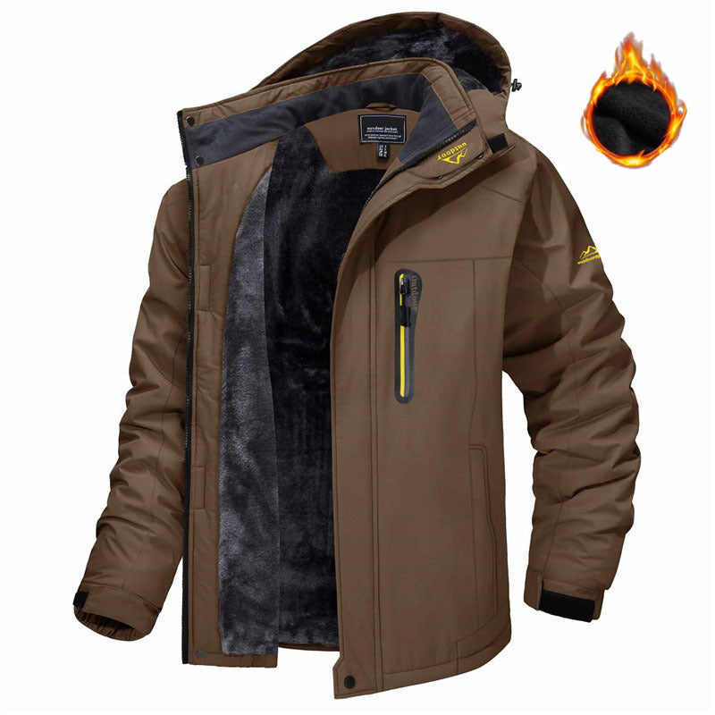 Veste Hiver Homme Capuche Polaire Imperméable Coupe-Vent
