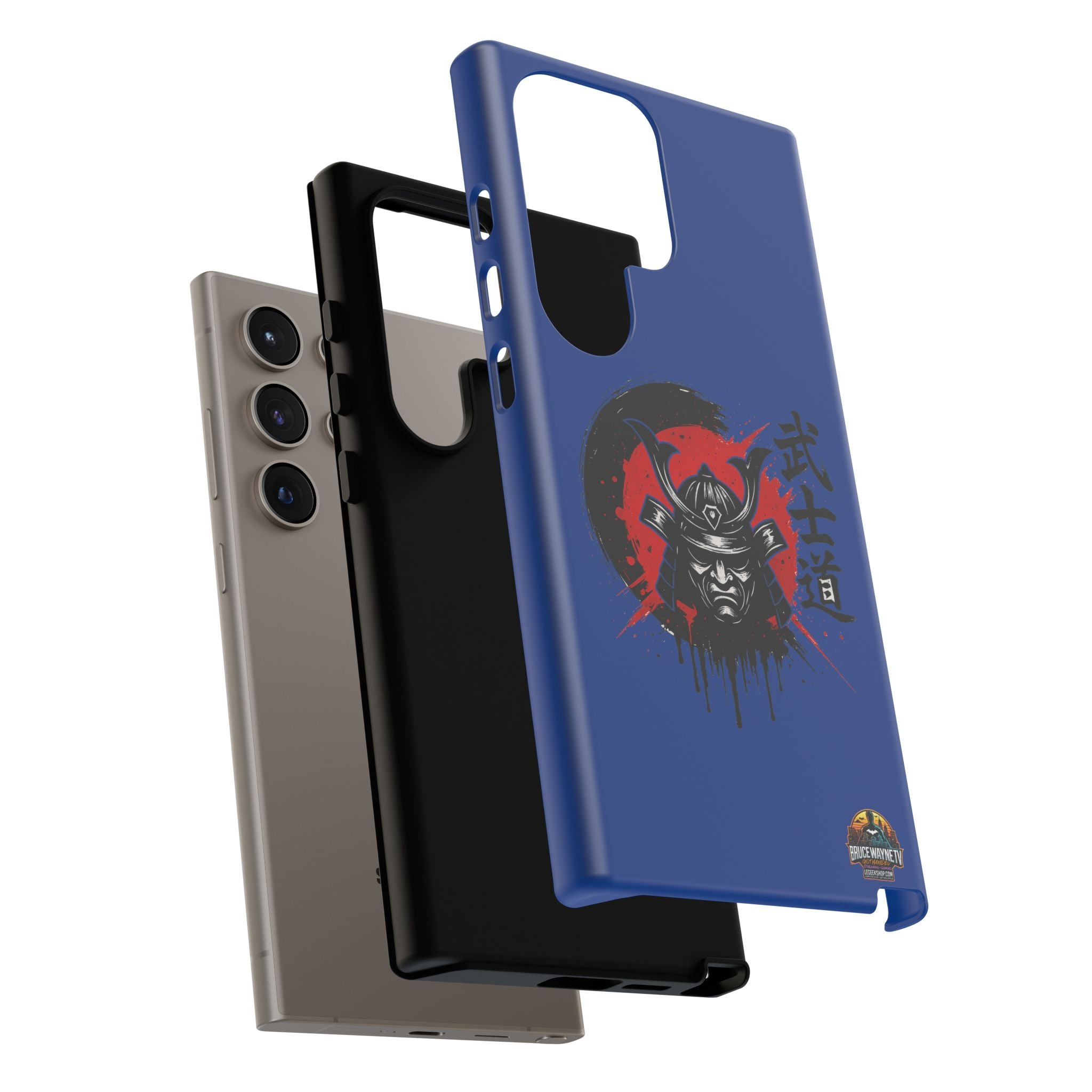 📱 samurai phone case Bleue foncé – coque renforcée Pixel & Galaxy 📱