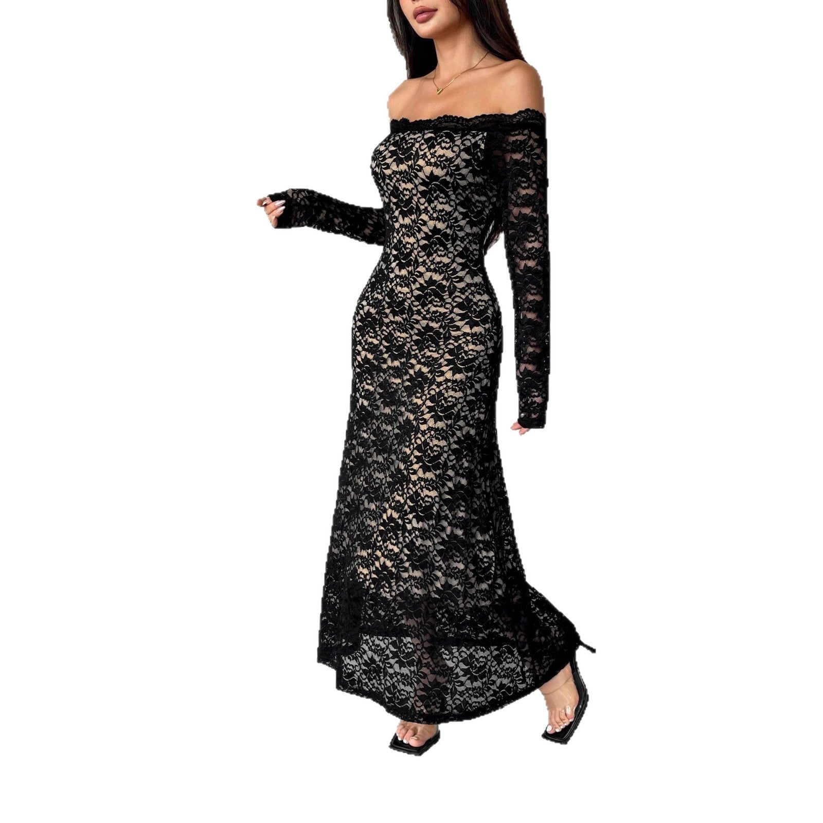 👗 Robe Longue Femme Col Off-Neck Slim Fit Élégante 2025 👗