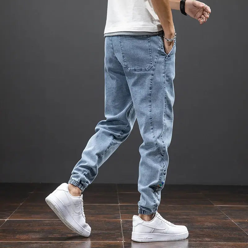 Jean Cargo bleu noir pour hommes pantalon de jogging en Denim Baggy Harem grande taille 6XL 7XL 8XL printemps été