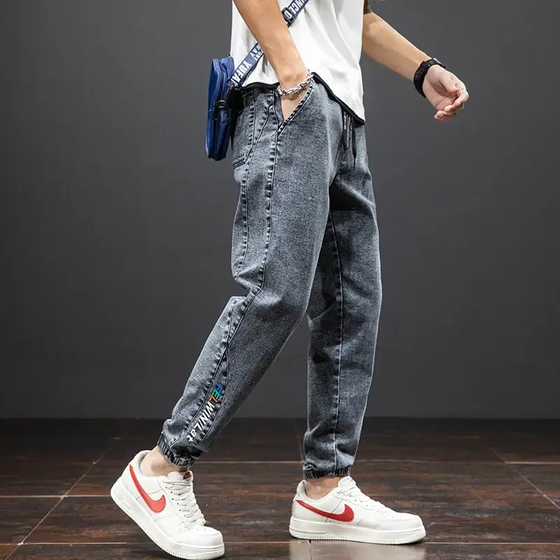 Jean Cargo bleu noir pour hommes pantalon de jogging en Denim Baggy Harem grande taille 6XL 7XL 8XL printemps été