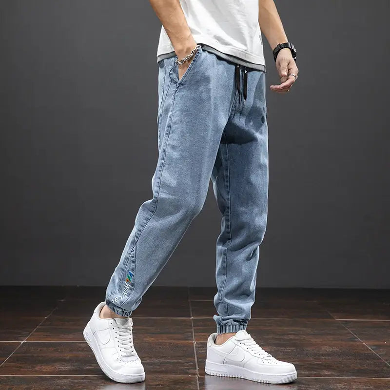 Jean Cargo bleu noir pour hommes pantalon de jogging en Denim Baggy Harem grande taille 6XL 7XL 8XL printemps été