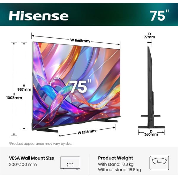 Hisense 75E7S Hi-QLED-Fernseher - Hisense - vue 3