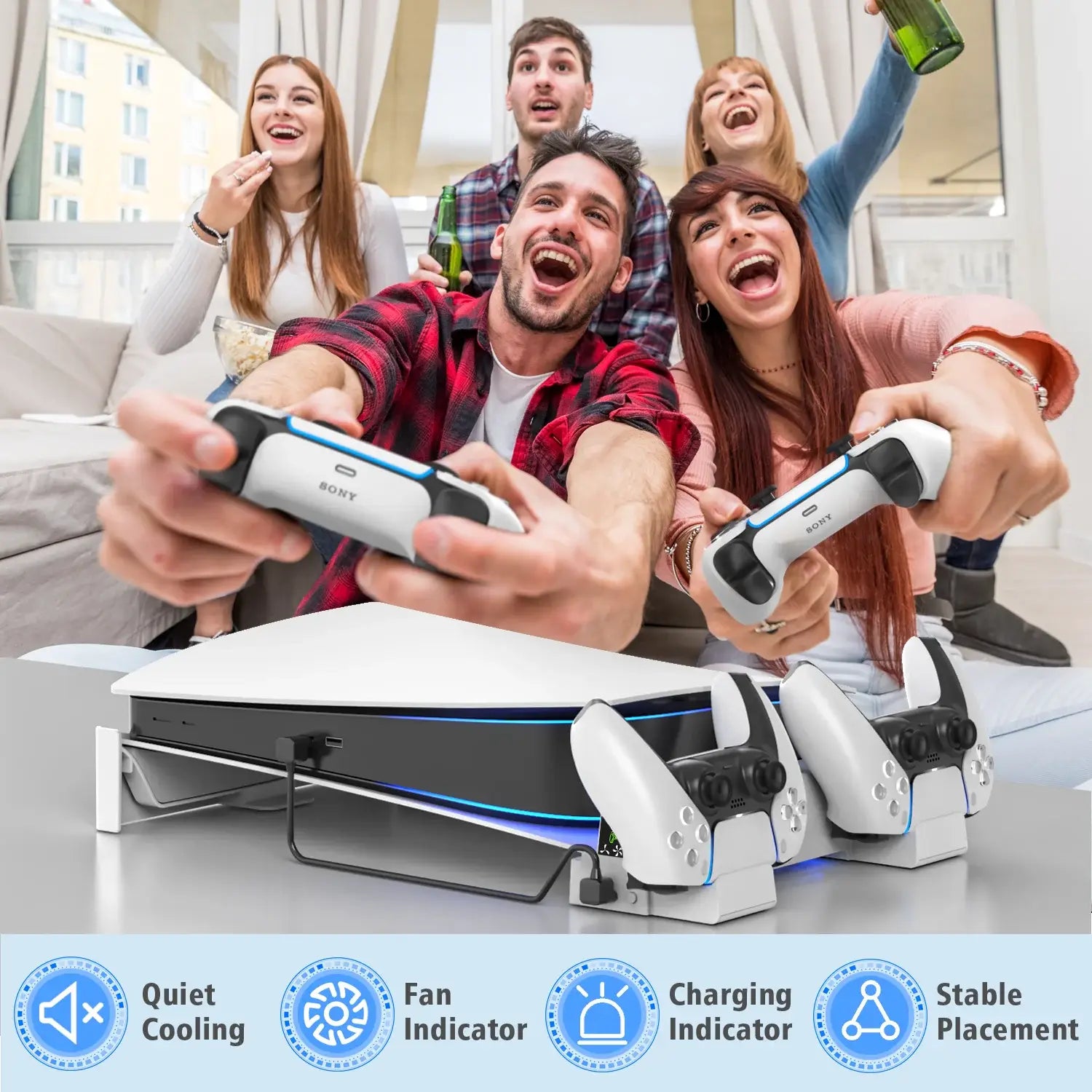 OIVO - Support de refroidissement pour console PS5 avec chargeur de contrôleur