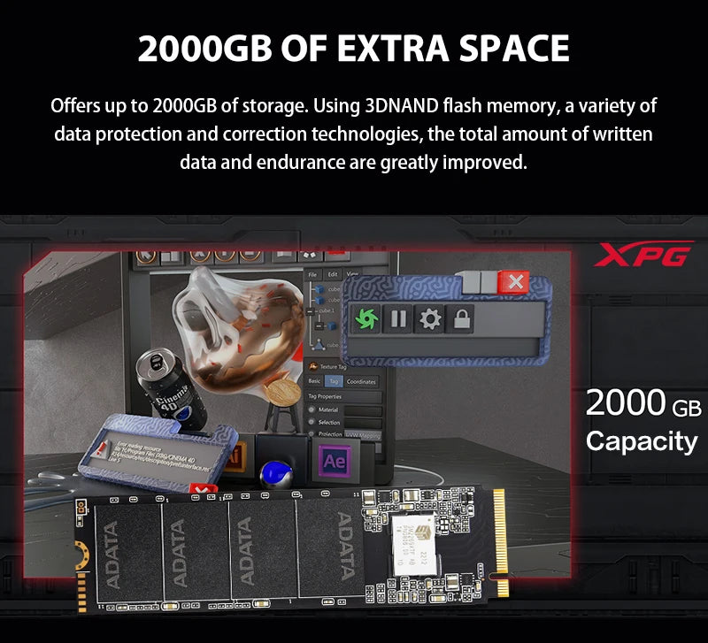 SSD NVMe ADATA XPG GAMMIX S50 PRO M.2 2280 PCIe Gen4x4 500GB 1TB 3D NAND TLC