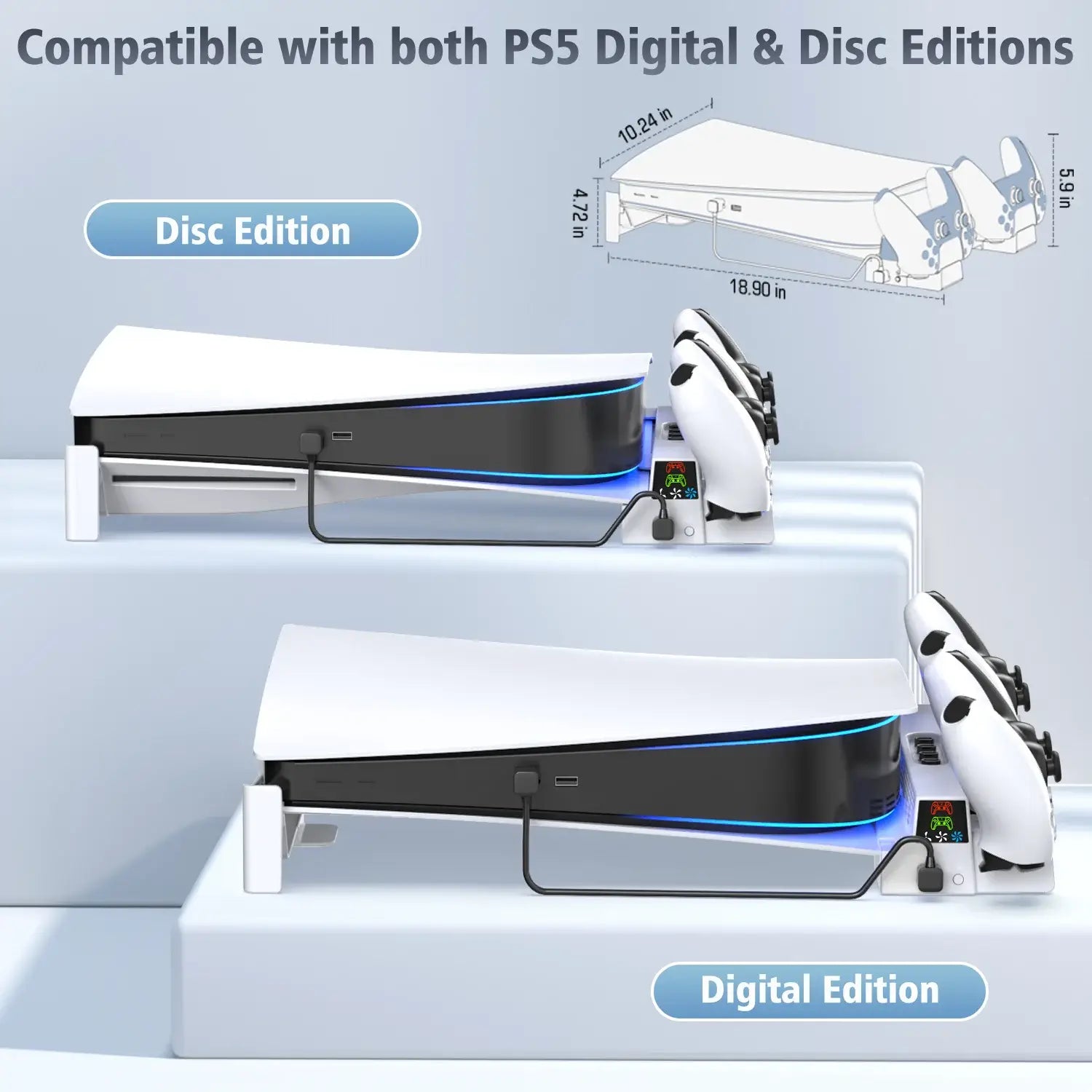 OIVO - Support de refroidissement pour console PS5 avec chargeur de contrôleur