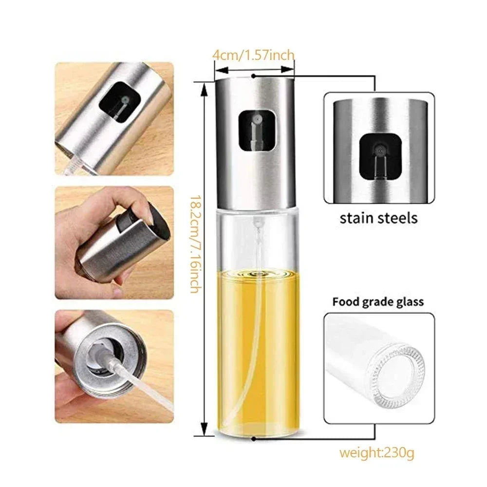 Gourmetech - Pulvérisateur d’Huile 100ml en Verre & Acier Inoxydable 🌿✨ - Legeekshop