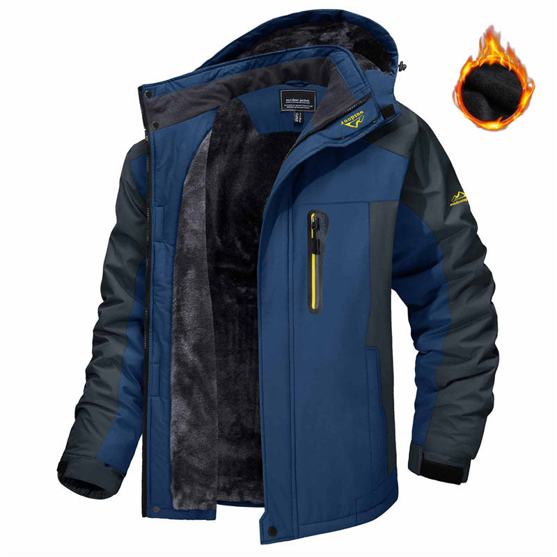 Veste Hiver Homme Capuche Polaire Imperméable Coupe-Vent