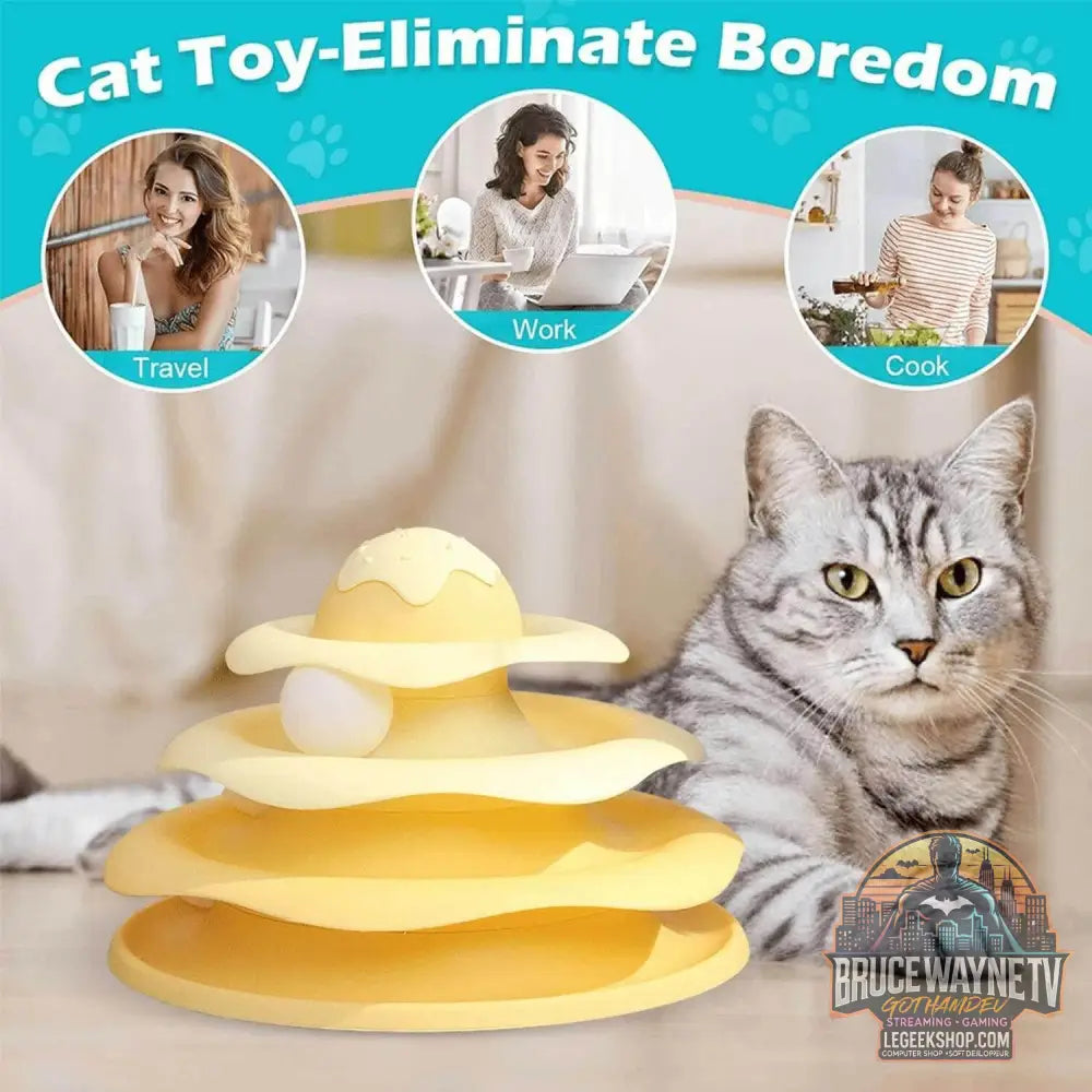 🐱 Tour de rotation à balles colorées – Jouet interactif 3 couches pour chats - Legeekshop