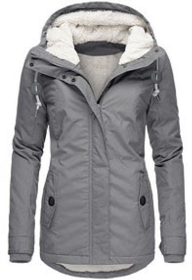 Veste Hiver Capuche Polaire Chaude Poches Zip Femme