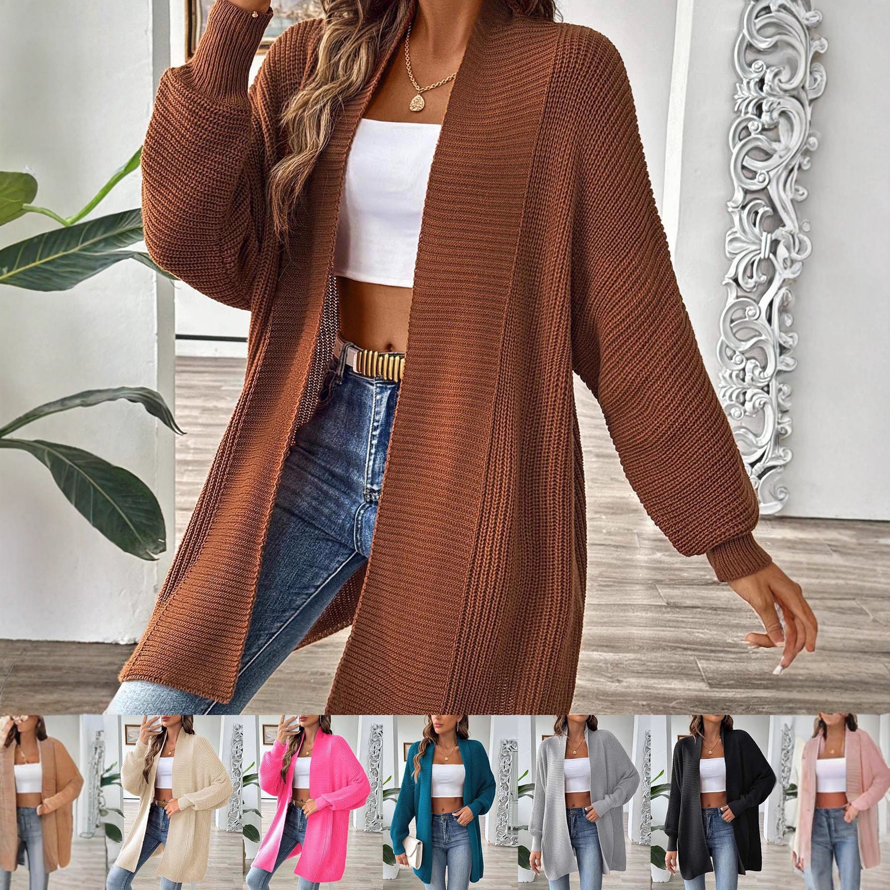 Cardigan Femme Simple Loose Manches Chauve-Souris