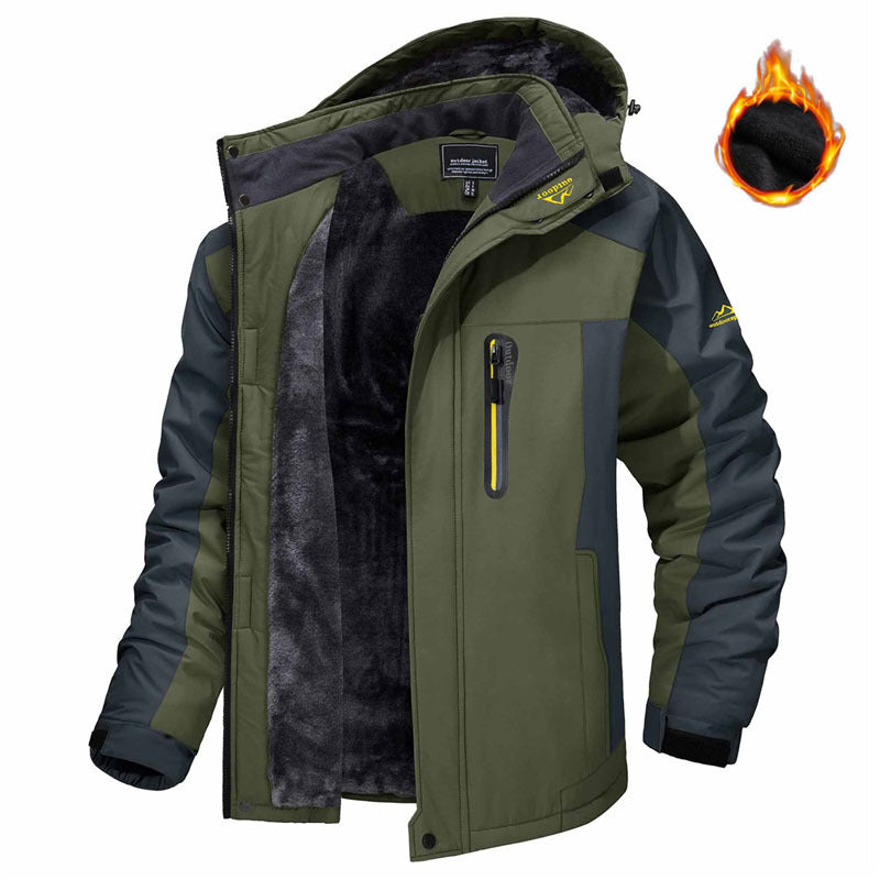 Veste Hiver Homme Capuche Polaire Imperméable Coupe-Vent