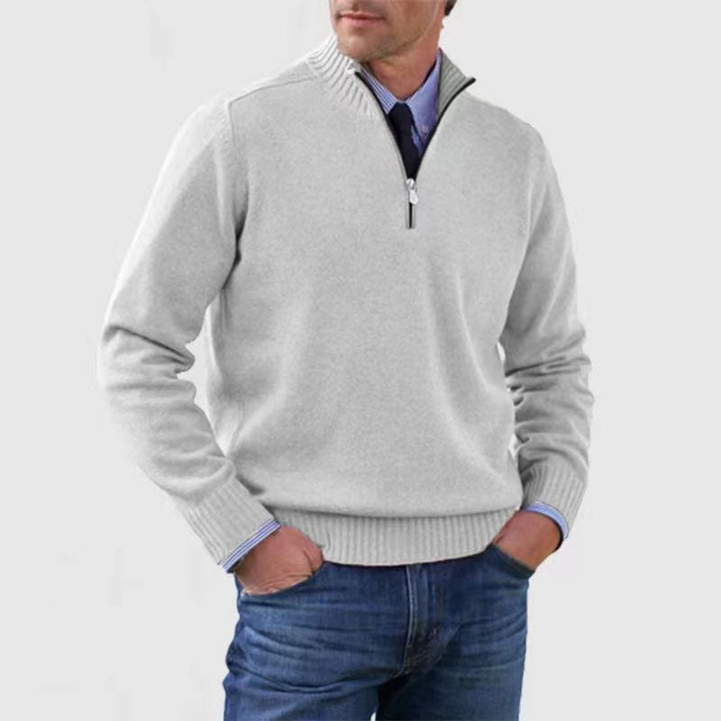 🧶 Pull Homme Col Montant Zip Tricoté Slim Fit 🧶