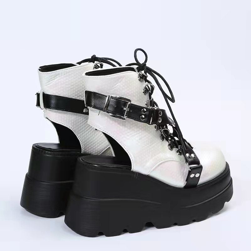 Bottes Gothiques Street Punk Grande Taille Mate Plateforme