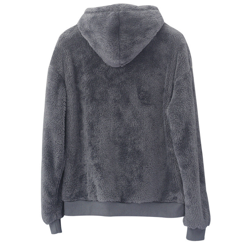 Sweat Capuche Homme Velours Double Face Poches Peluche