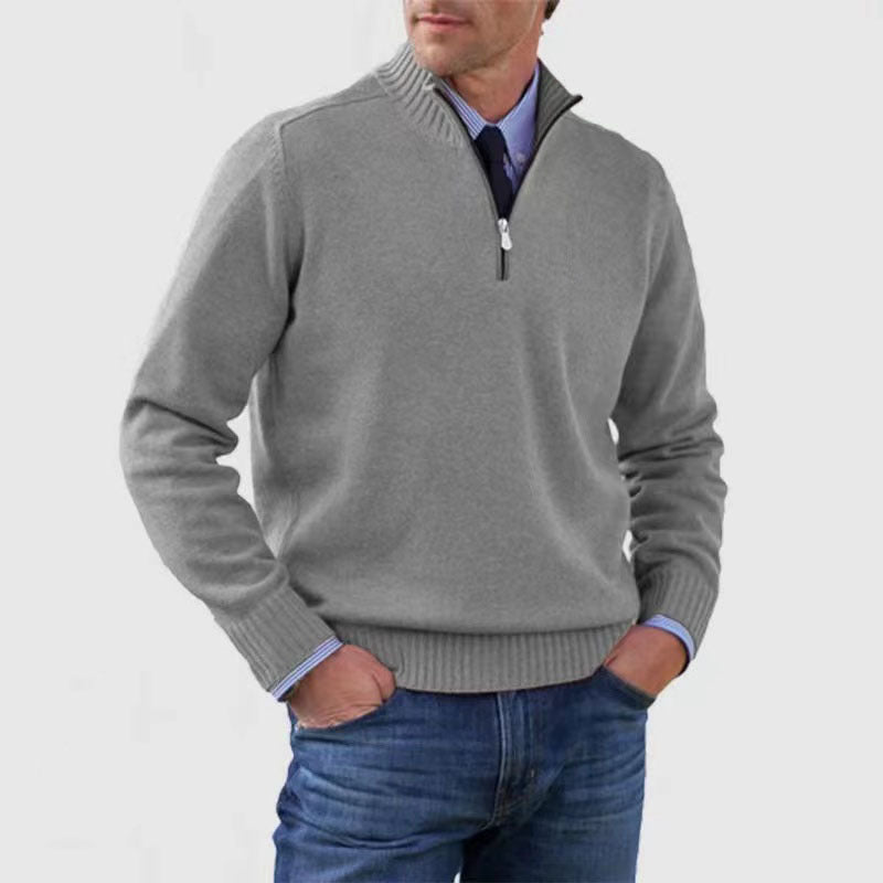 🧶 Pull Homme Col Montant Zip Tricoté Slim Fit 🧶
